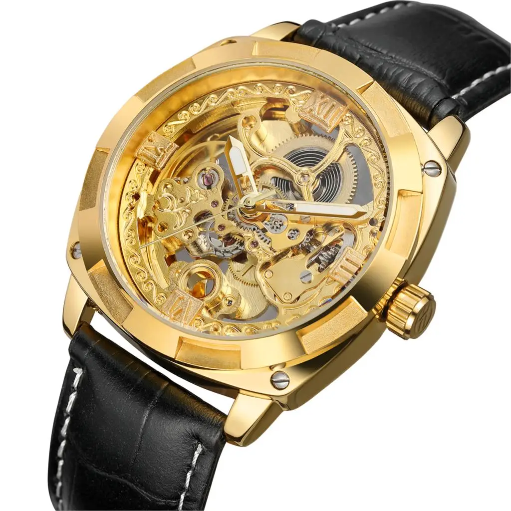 

FORSINING Mechanical Mens Wrist Watches Automatic Skeleton Vintage Watch Men Steampunk Clock Transparent Wristwatch montre homme