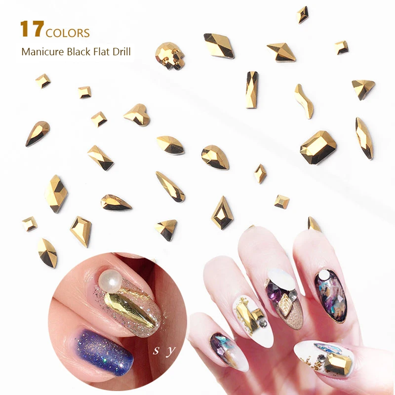 Камешки для дизайна ногтей в виде капель воды стразы из минерального золота 3D