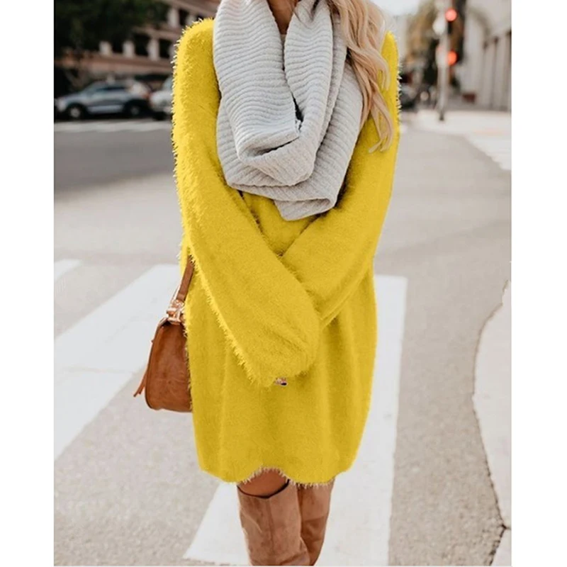 Robe pull femme hiver зимнее платье для женщин с длинным рукавом осенний свитер Мини