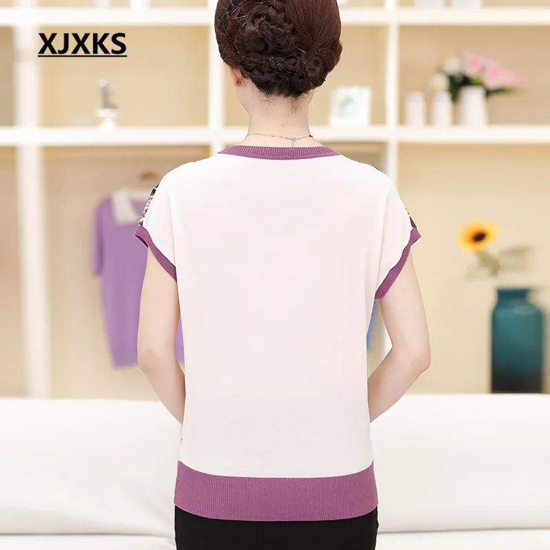 2017 модная одежда для женщин среднего возраста летняя футболка с коротким рукавом