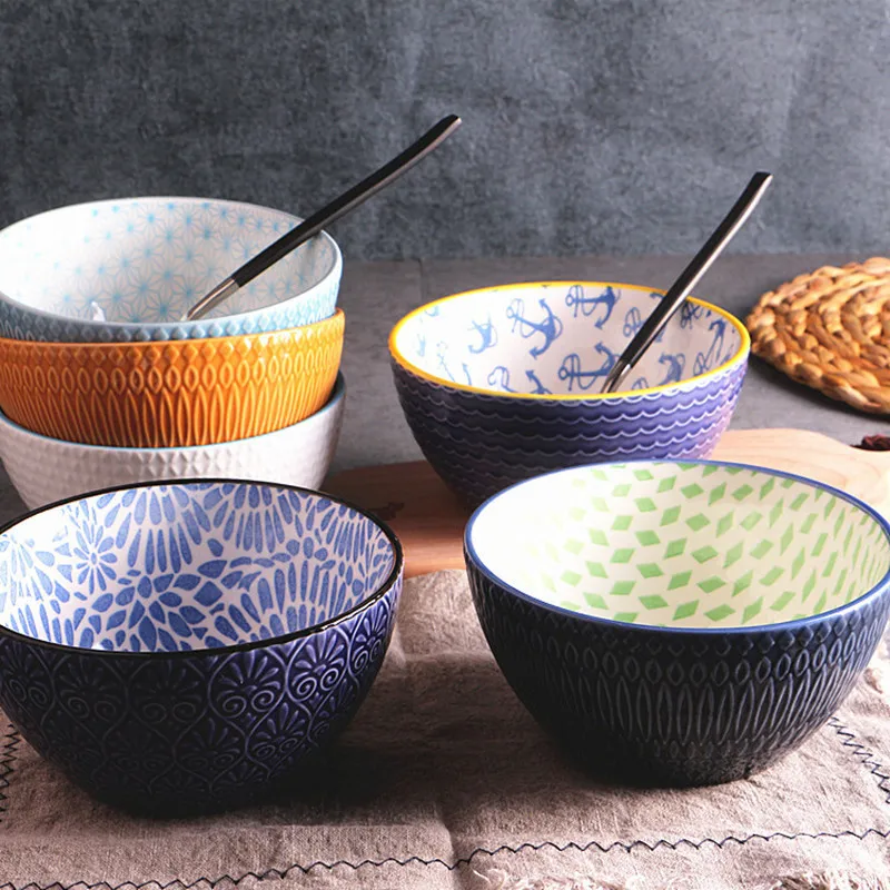 Миска для супа с ручной росписью японский салат пищевой контейнер красочные