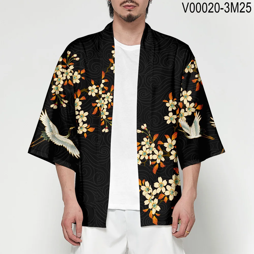 Kimono Cardigan Men Japanese Obi Male Yukata Men's Haori Short Outwear Japanese Samurai Clothing Traditional Japanese Clothing - Цвет: 006
