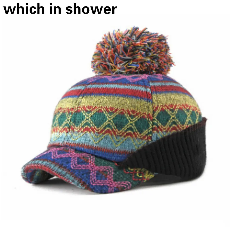 Женская вязаная кепка с геометрическим узором теплая зимняя женская бейсбольная