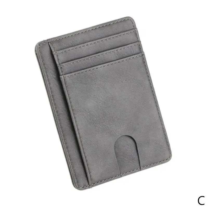 Тонкий кошелек с зажимом для денег RFID Блокировка минималистичный двойной кошелек для мужчин из натуральной кожи передний карман визитница - Цвет: C
