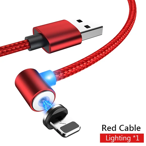 1 IOS red cable NOHON Магнитный l-образный кабель для быстрой зарядки Micro usb type C для samsung Xiaomi iPhone Универсальный Магнитный шнур для зарядки - Цвет: 1 IOS red cable