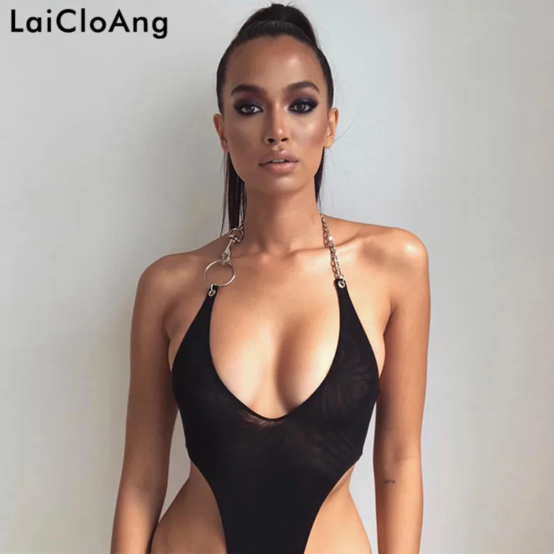 Женское прозрачное боди LaiCloAng летнее обтягивающее Боди без рукавов с открытой