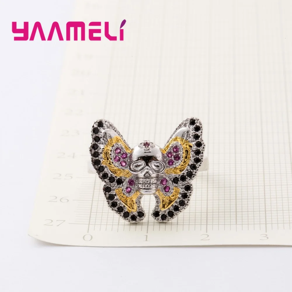 

Special Style Finger Ring 925 Sterling Silver Accessories With Butterfly Wind And Skull Shape Jewelry Fine Design
