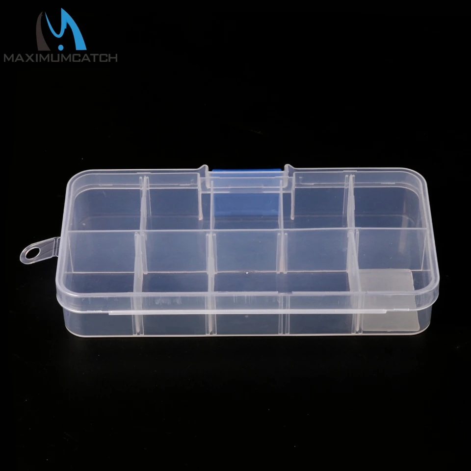 

Maximumcatch Transparent Plastic Fly Fishing Box Adjusting 10 Compartments Fishing Lure Hook Box Fishing Tackle Box