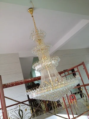 Золотая хрустальная люстра в пентхаусе Напольная Лампа для гостиной большая