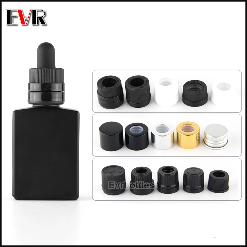 30 мл матовая черная прямоугольная стеклянная бутылка капельница с новейшей