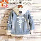 Cosroad, металлический алхимик, косплей, джинсовая куртка, костюм Эдварда Элрика, Толстовка для мужчин, женщин, мужчин, Хэллоуин, с капюшоном, джинсы, пальто