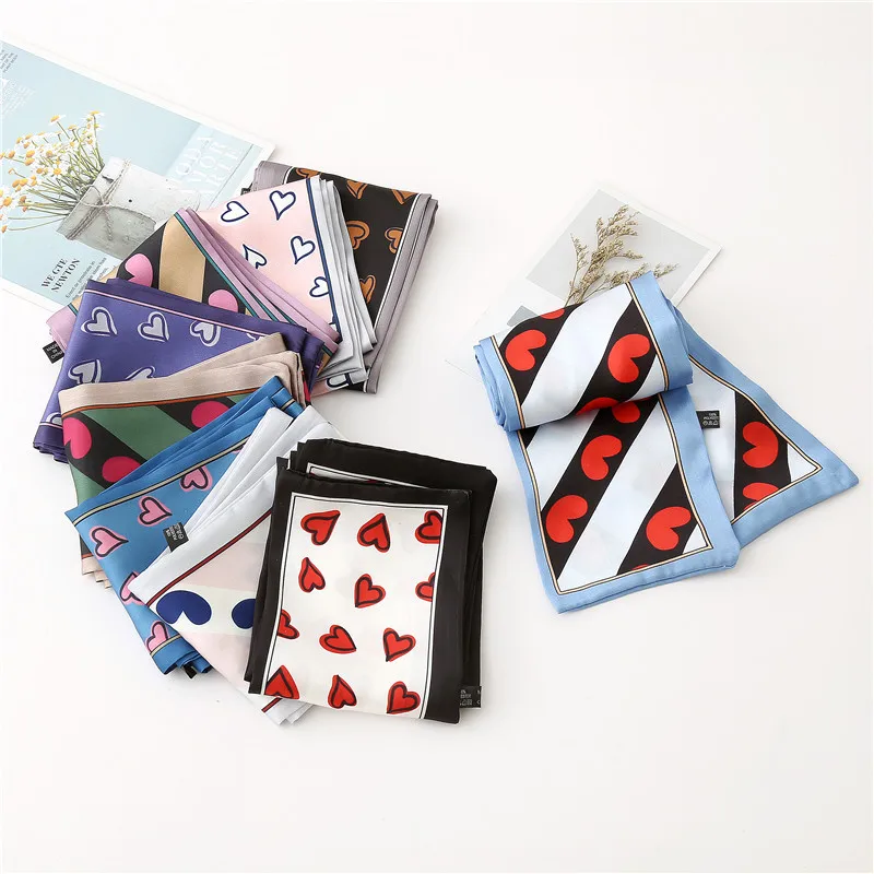 

chic Women Fashion silk twill ribbon scarves summer bandana Neckerchief Hair Band Bag Handle handkerchief Small Neck Scarves