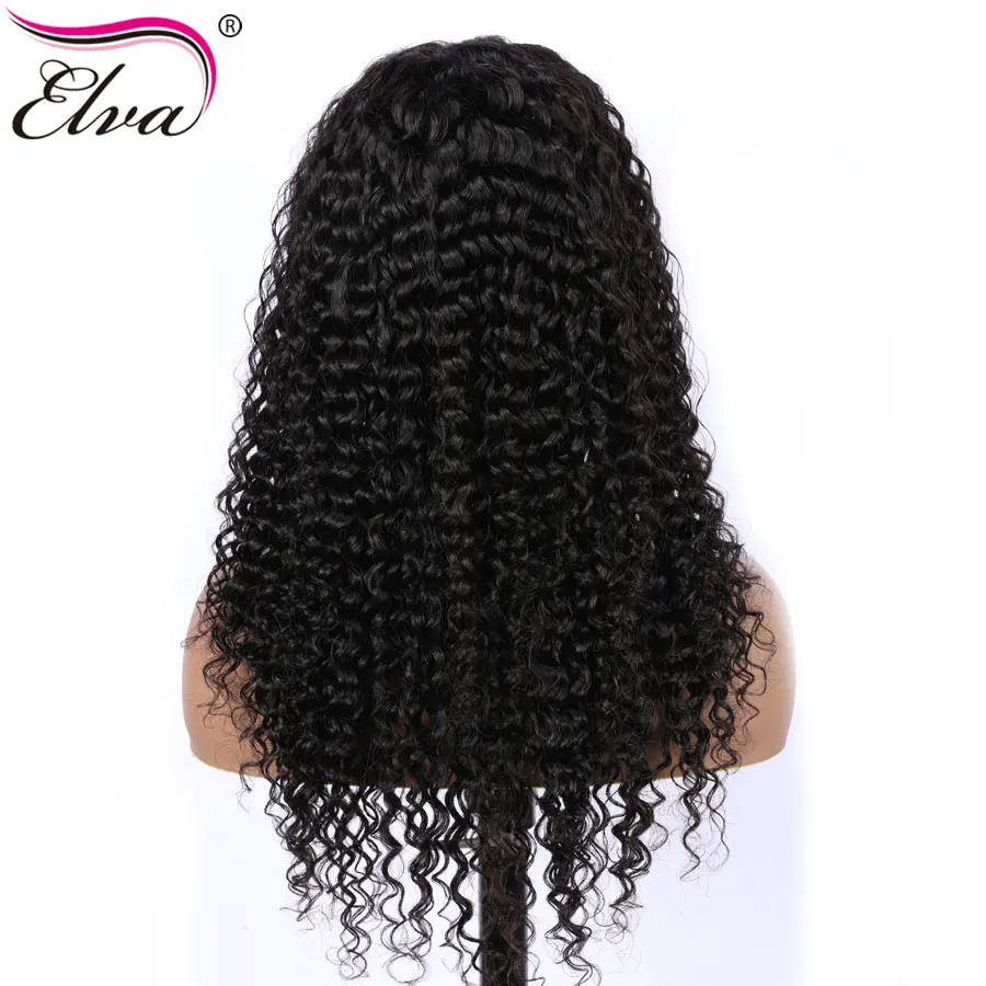 Elva волосы полный кружево человеческие парики для черных женщин бразильские Remy 150