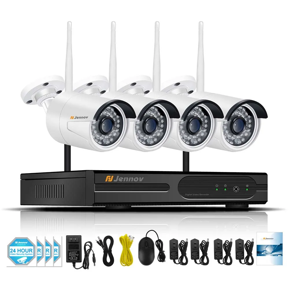 4 Pieces Cameras Jennov 8CH 1080P HDMI WiFi NVR IR уличная Водонепроницаемая CCTV Беспроводная ip-камера безопасности, система видеонаблюдения, камера Wifi - Цвет: 4 Pieces Cameras