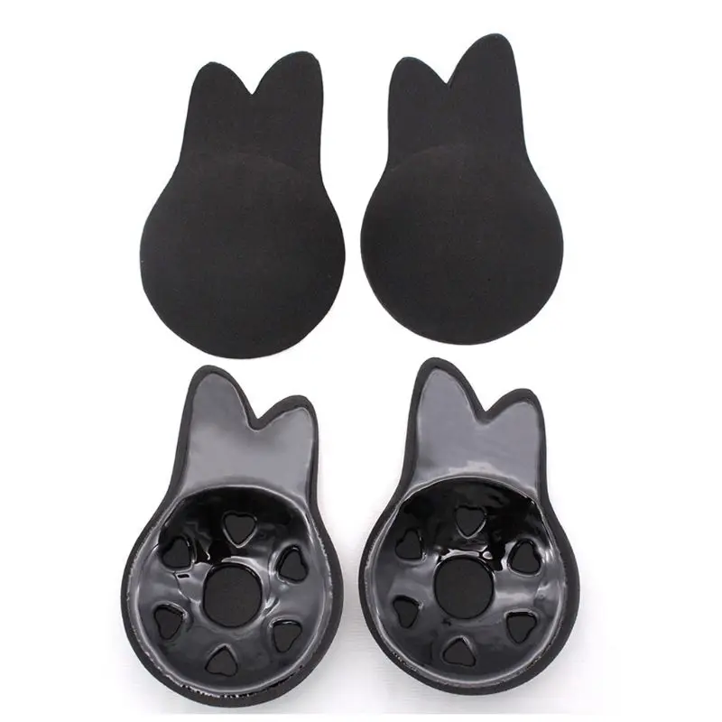 

Women Adhesive Bra Cute Cat Ears Lifting Nipple Covers Invisible Silicone Pasties Breast Tape Strapless Pulling Chest Stickers