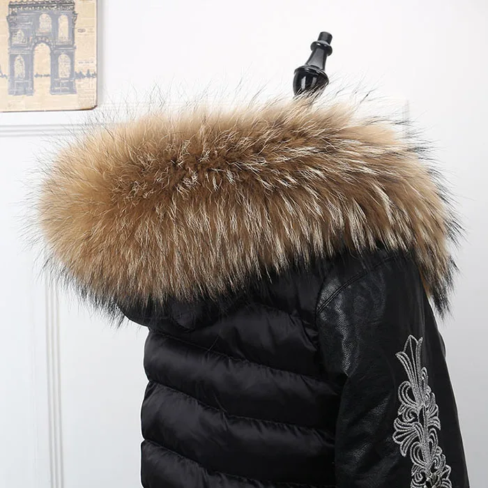 natural brown Pudi SF869 женские манжеты из натурального меха енота длинный натуральный воротник из натурального меха лисы - Цвет: natural brown