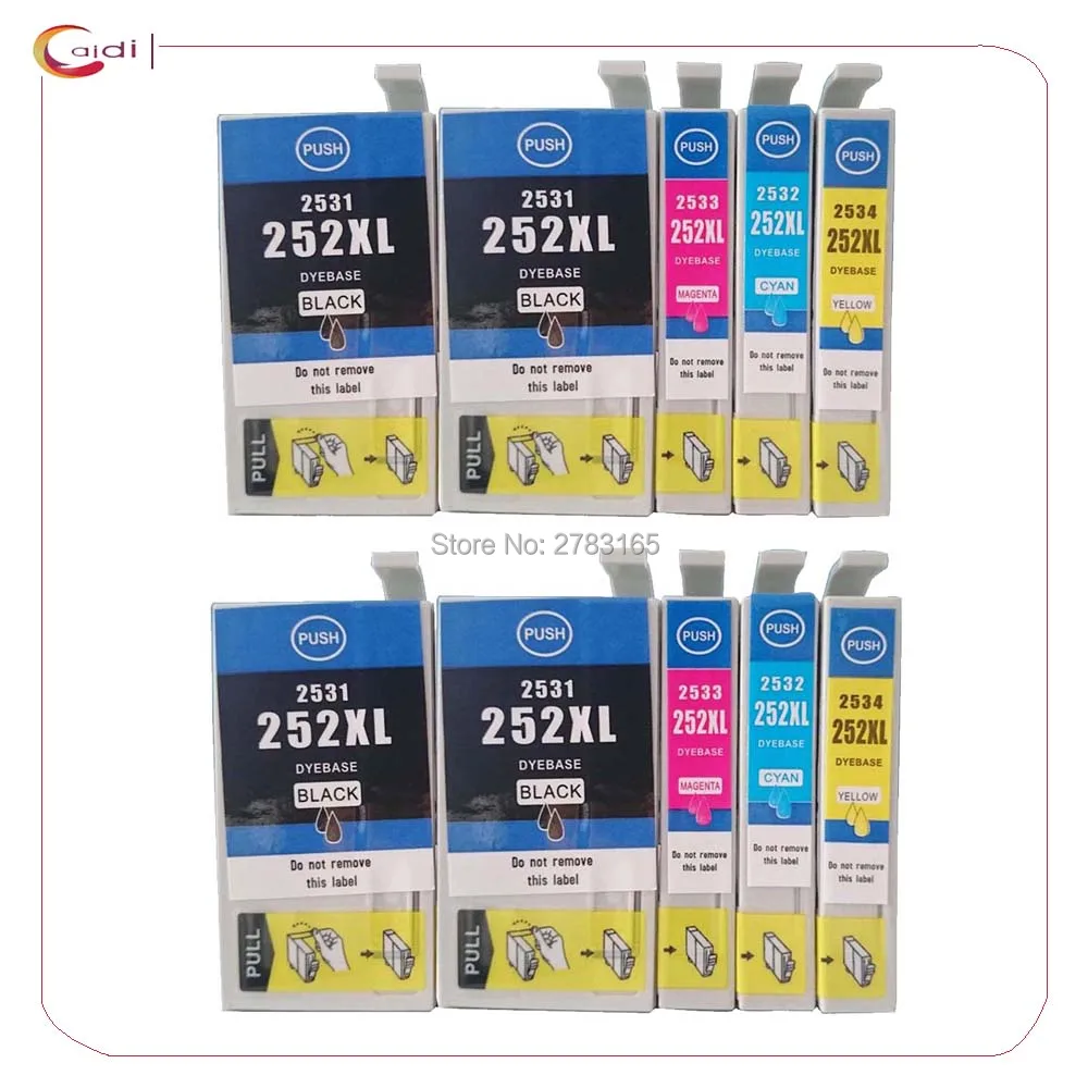 10 шт. совместимый картридж с чернилами для принтера Epson 252 T252 XL рабочей силы WF-3620