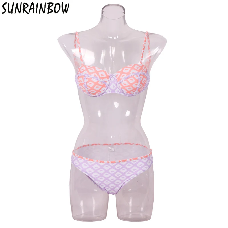 SUNRAINBOW 2019 новейший бикини с низкой талией пуш ап женский купальный костюм ретро