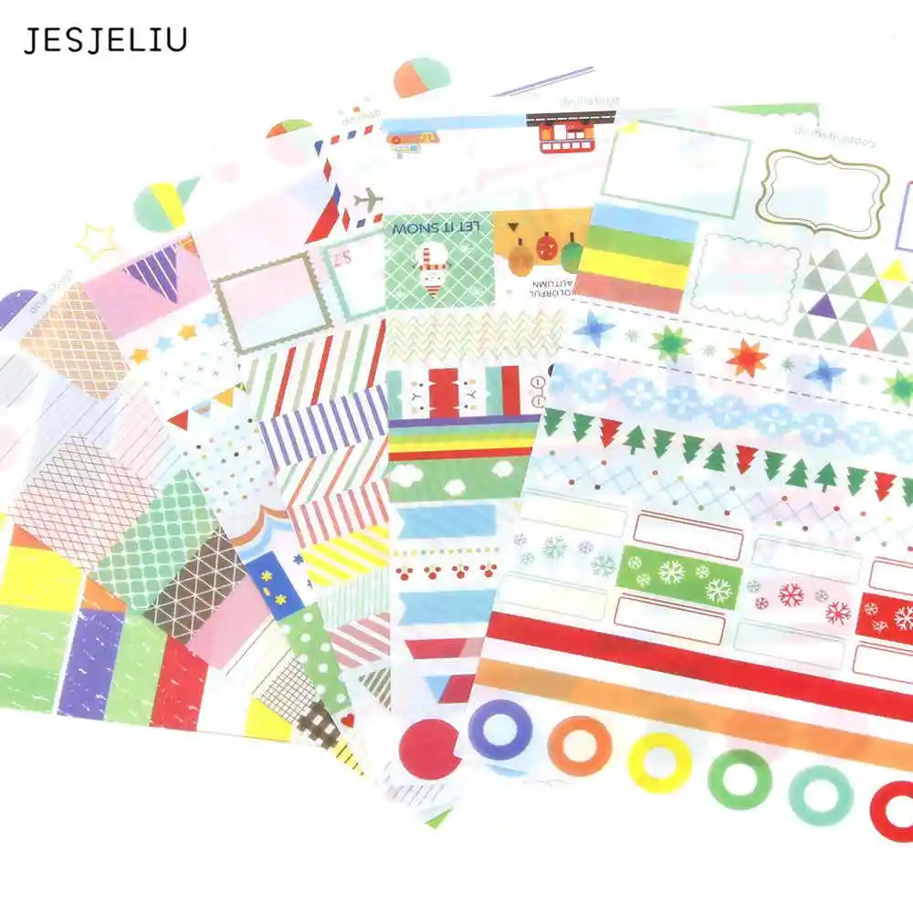 

JESJELIU 6Pcs/Set Wholesale Hot Sale Diary Book Decor Paper Planner Stickers Transparent Calendar Scrapbook