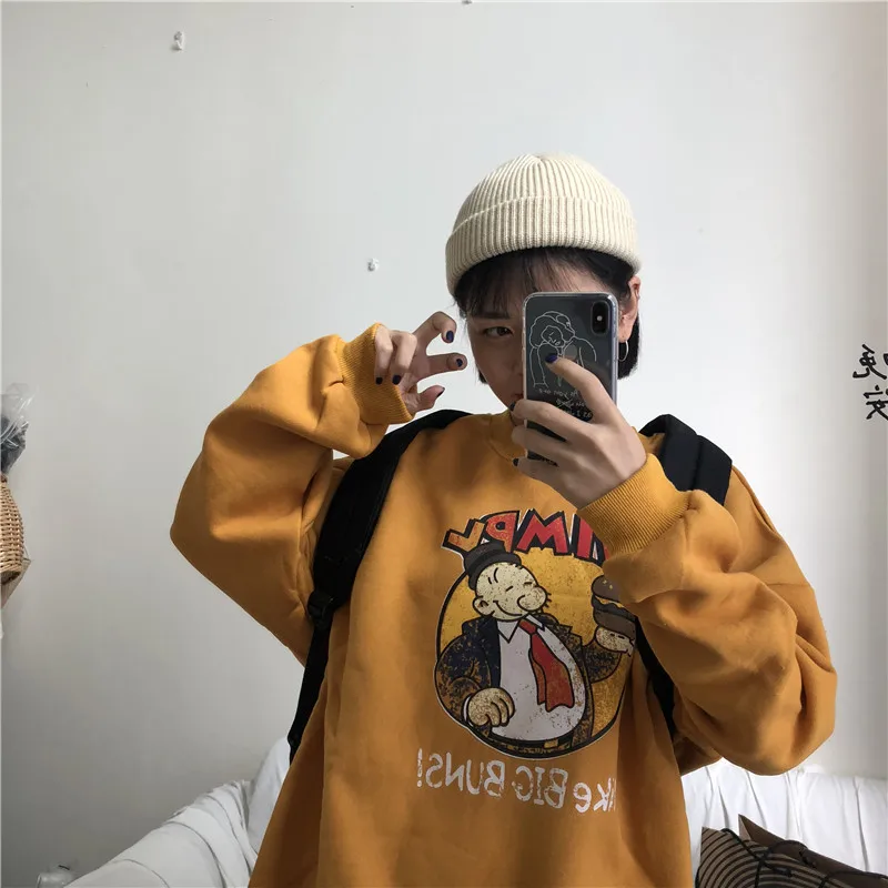 YouGeMan лучшие друзья Толстовка Осень Зима Ulzzang Harajuku Винтаж Забавный флисовый пуловер толстовки для женщин с длинным рукавом пот