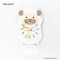 wholesale clock wall children luxury european style wooden creative lovely sheep cartoon clock on wall for gift