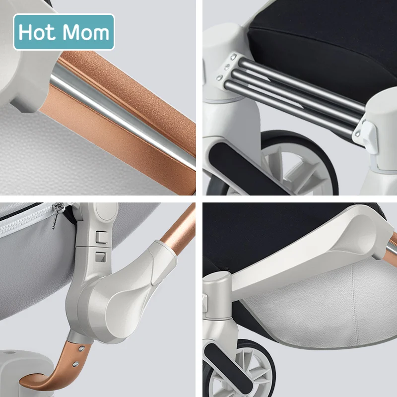 Hotmom Роскошная детская коляска 3 в 1 коляска светильник 2 в 1 коляска с автокреслом 360 градусов Двусторонняя коляска