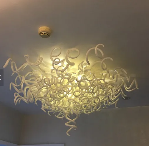 

Living Room 100% Handmade Murano Glass Flush Mount Ceiling Light In White