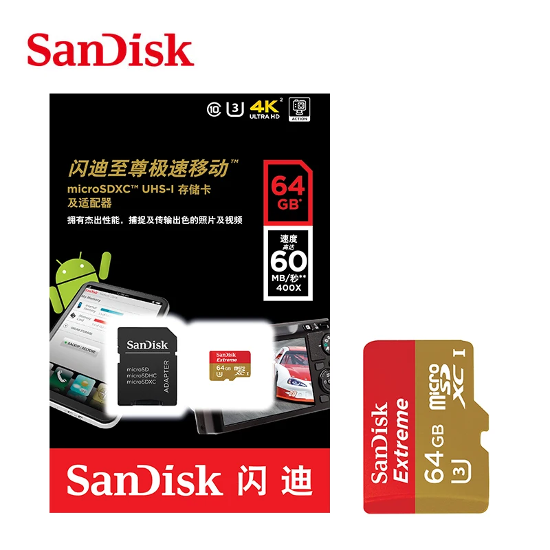 Оригинальный SanDisk Бесплатная доставка карты памяти Extreme microSD UHS-I microSDXC Class10 U3 100