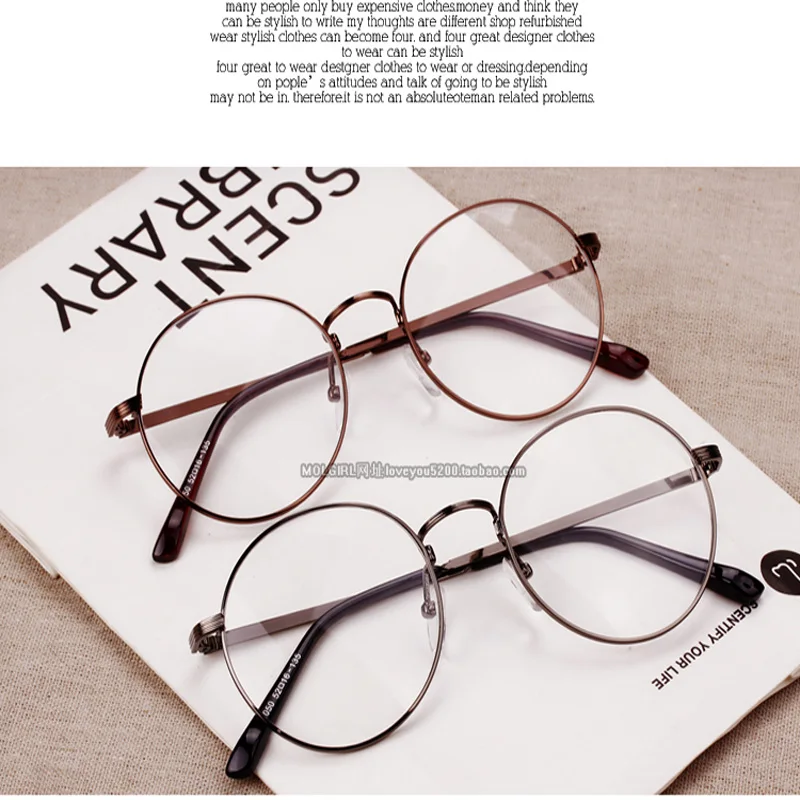 Корейский мужчины женщины круглые металлические ретро очки кадр со съемной