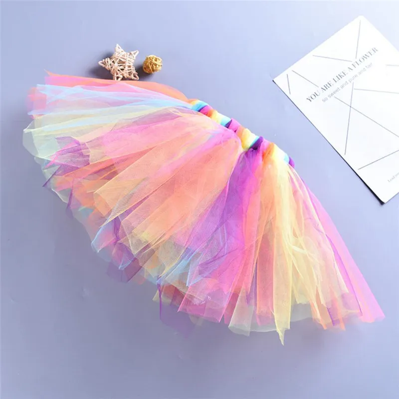 От 0 до 5 лет детская юбка пачка для девочек Радужная фатиновая принцессы мини с