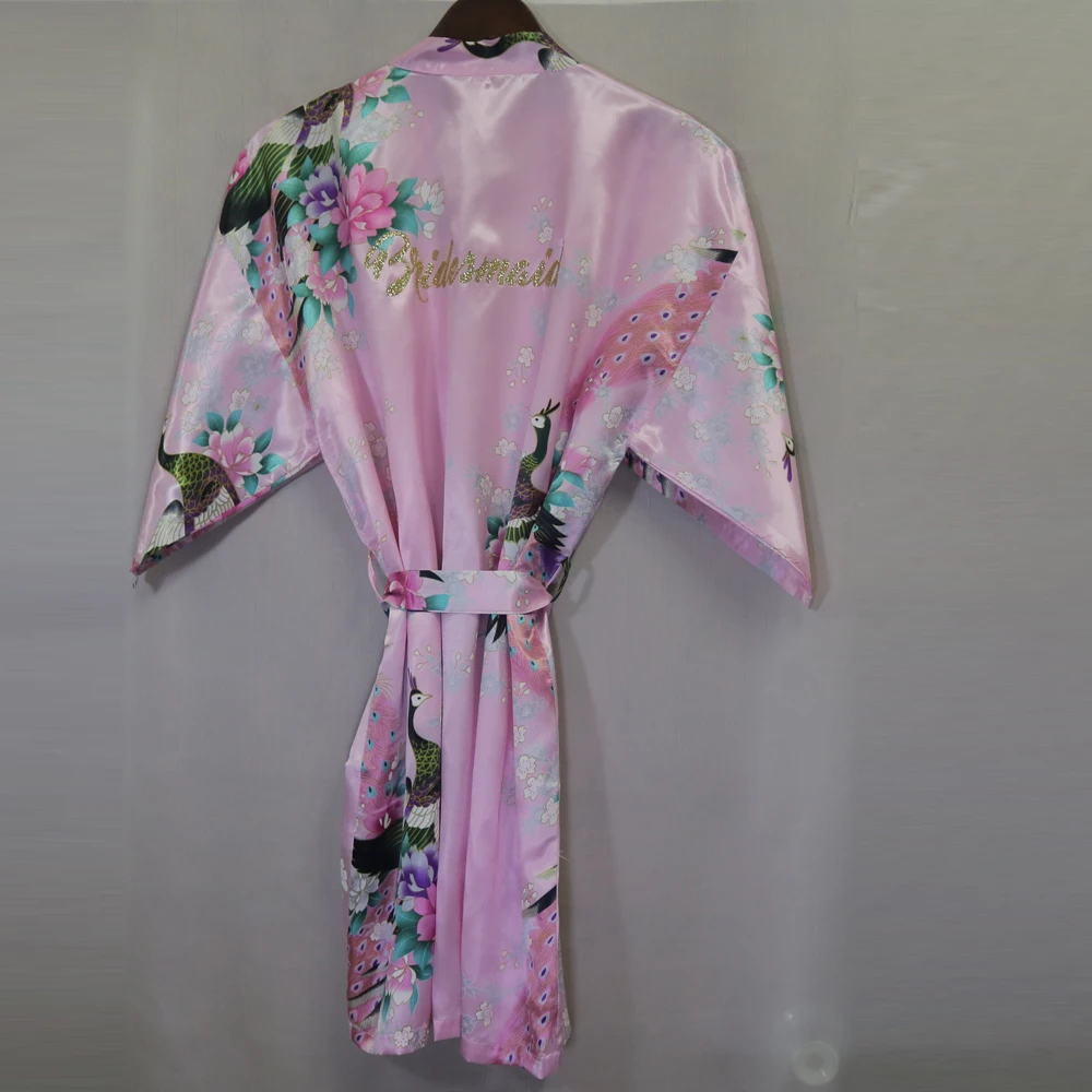 RB033 Свадебный халат с золотыми буквами розовый цветочный принт женские халаты
