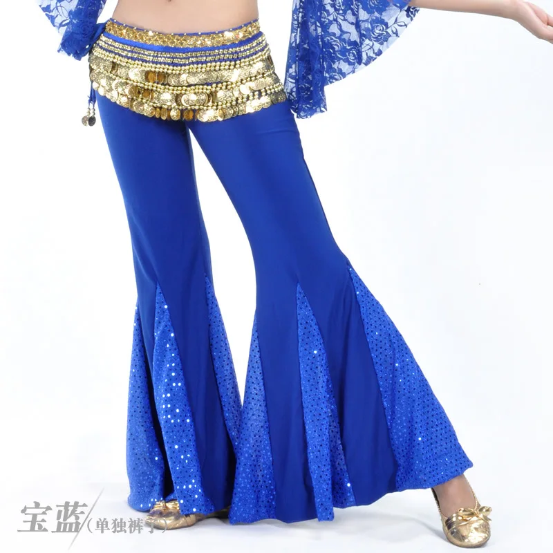Royal blue 1 шт., брюки для танца живота, женские хлопковые брюки с кружевами и блестками, брюки для танца живота, рыбий хвост, брюки для танцев, одежда для выступлений, без пояса - Цвет: Royal blue