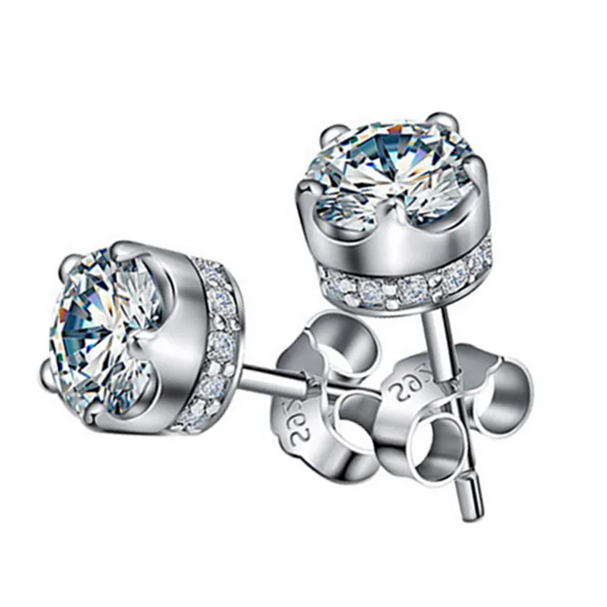 Женские серьги из серебра 925 пробы с короной 7 мм + 16 мм|jewelry earrings|crystal earringsearring female |
