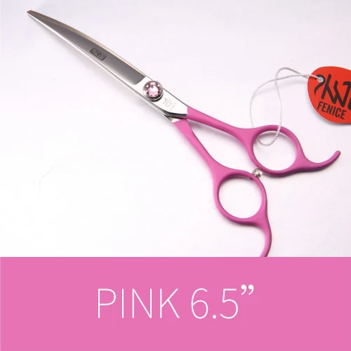 Pink Fenice в использовании профессиональное красочное 6,5 дюймов собака мелких животных собака уход за волосами изогнутые ножницы - Цвет: Pink