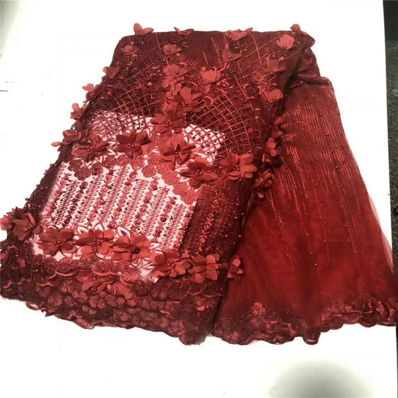 3D Кружева Цветы последние нигерийские кружева стиль французская Вечеринка Ткань