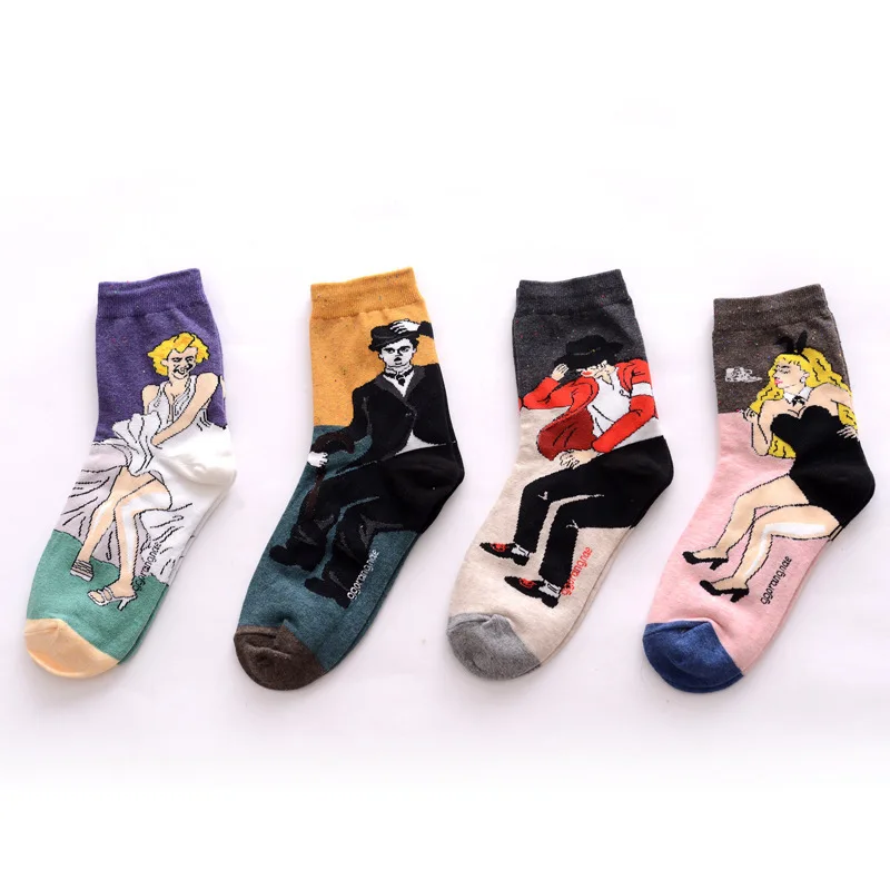Новый 3D Ретро Живопись креативные носки Для мужчин Мужская женщин Забавный