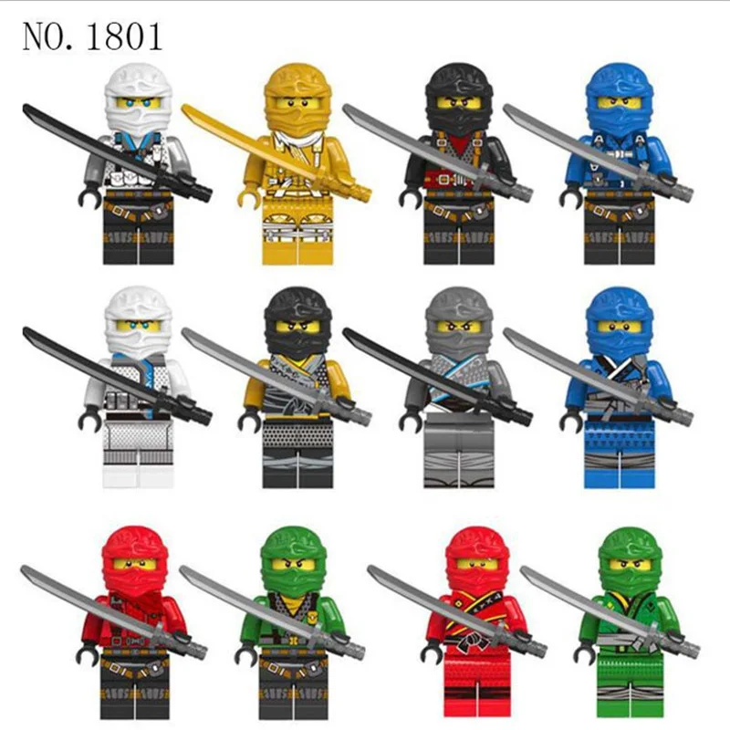12 шт./лот Ninjagoes строительный Блок Ниндзя Ллойд Джей Кай Зейн с оружием ниндзя блоки детские игрушки