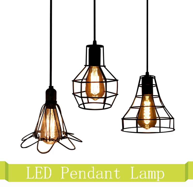 T.Y.S Retro Loft Vintage Pendant Lights Black Cage Hanging Lamp Restaurant Kitchen Dining Decor Modern suspended ceiling lamps | Лампы и