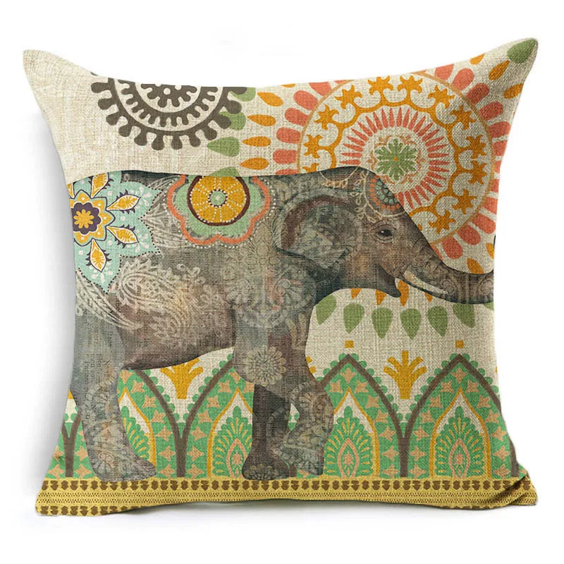 Monily чехол для подушки с мультяшным принтом Индийский Слон Ретро Птица цветком
