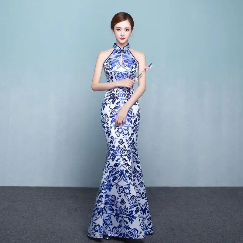 Сексуальные тонкие вечерние платья Cheongsam в винтажном китайском стиле, женское свадебное вечернее платье Qipao, Элегантное Длинное платье без рукавов в стиле ретро Vestidos - Цвет: style - 3