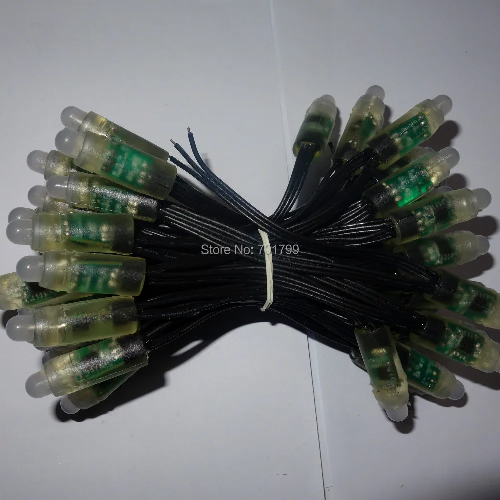 Черный провод 50 шт. DC5V UCS1903 полноцветный адресуемый пиксельный узел RGB диаметр 12