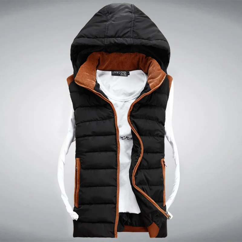 Осень Зима Новое прибытие Повседневная капюшоном men vest Тонкий хлопка мягкой Мужчины и женщины жилет Хорошее качество sleeveless jackets - Цвет: Черный