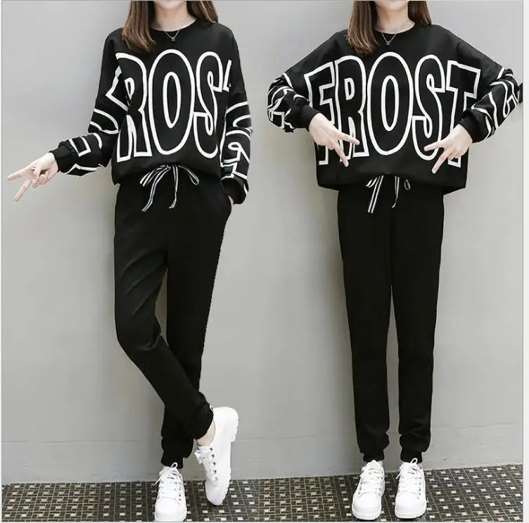 2017 осенние и зимние новые корейские модные повседневные движение костюм два