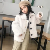 jkp 2018 winter new childrens kids lapel particles wool leather fur coat jacket short boy and girl real coat zpc 278