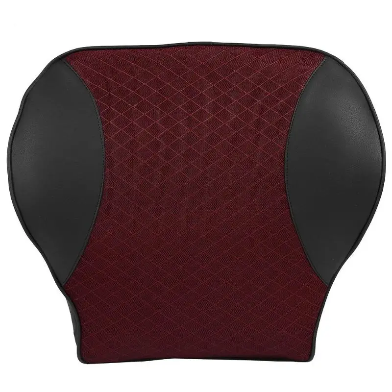 lumbar red Подушка для автомобильного сиденья, подушки для шеи, Универсальная автомобильная подушка из искусственной кожи с эффектом памяти, подголовник для шеи, подушка для поясницы и спины - Color Name: lumbar red