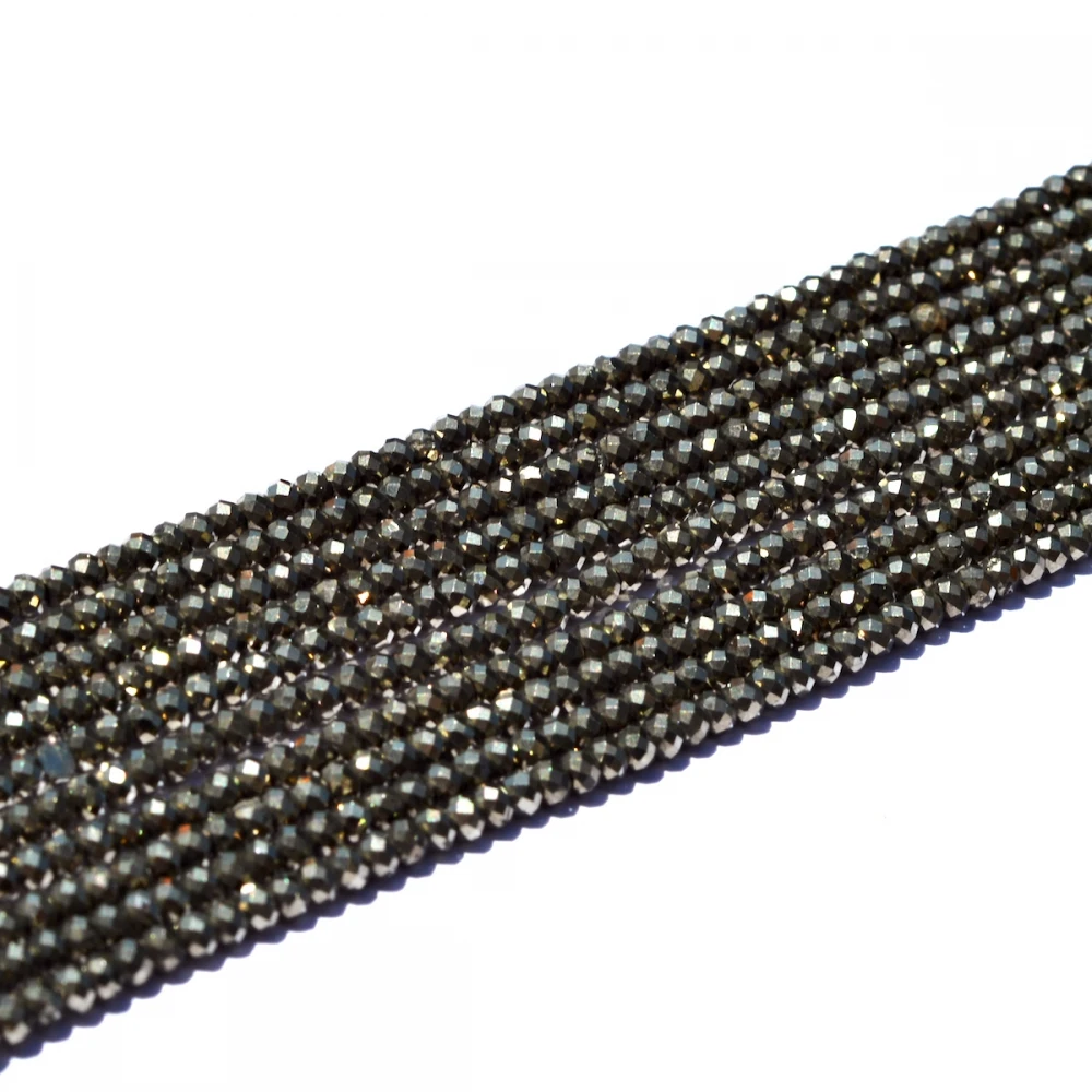 

Fashion diy Natural gem 3mm rondelle iron pyrite beads full strand