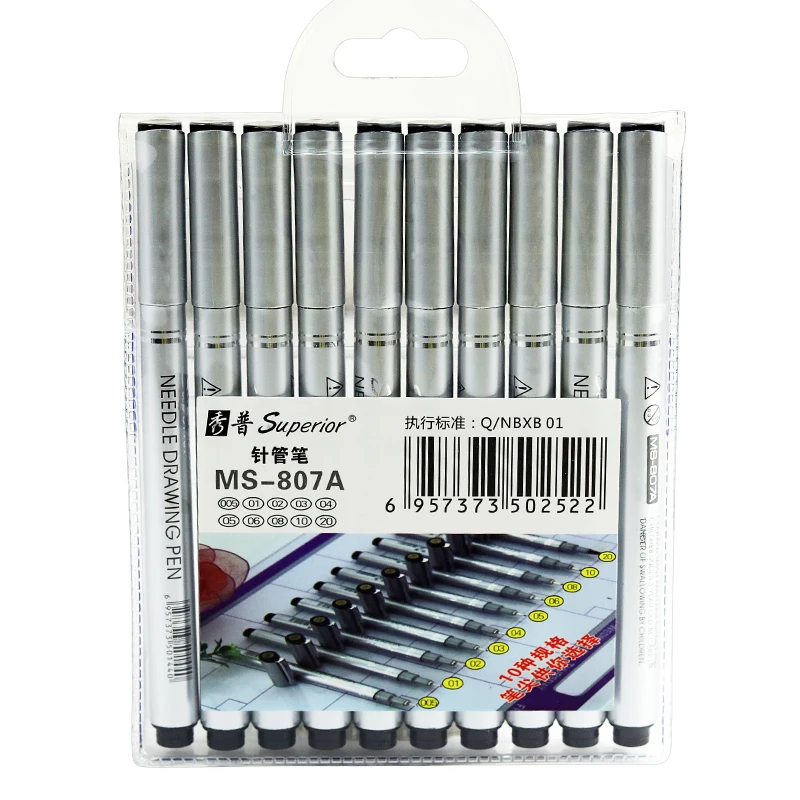 10 шт./лот кисть на водной основе маркеры различные наконечники черные FineLiners