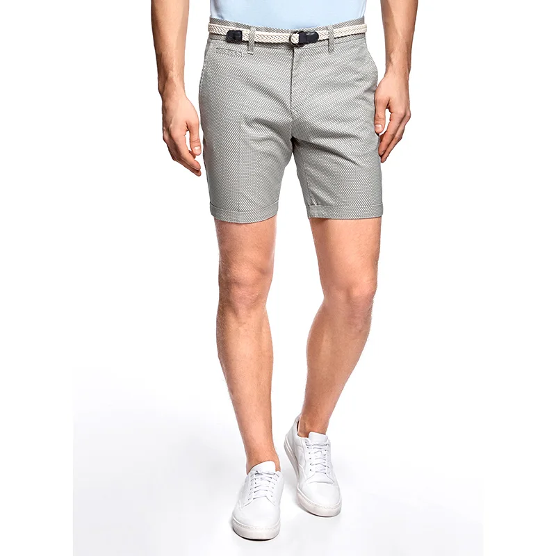oodji Шорты хлопковые с плетеным ремнем мужские 2L600011M 39344N|casual shorts|shorts casualshorts male |