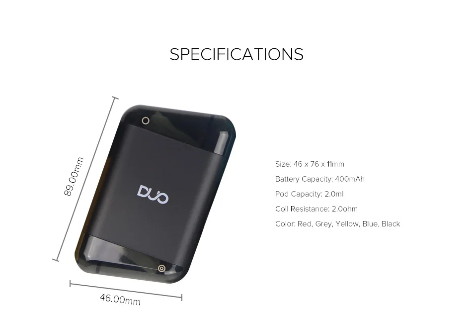 Набор Ovns Duo Pod Vape с 400 мАч встроенным аккумулятором Mod 2 мл картридж подходит для Ovns Duo Pod электронная сигарета испаритель