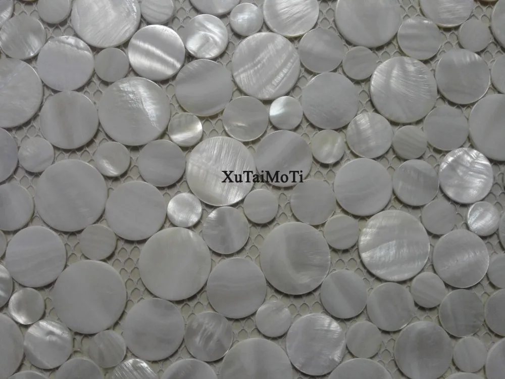 11 шт. чистый белый случайный Пенни Круглая ракушка мозаичная плитка